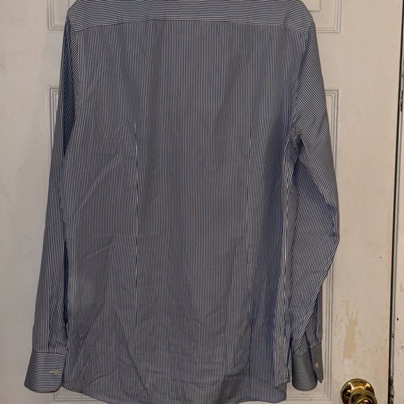 Prada Men's Stripe Down Button Shirt Blue and White Size 42, Collar 16.5 - Picture 7 of 8